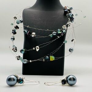 Avon Peacock Multistrand Necklace & Earrings Gift Set 2005